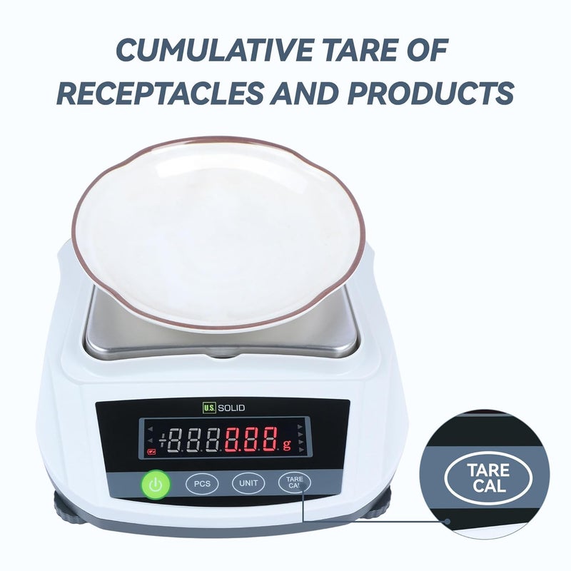 U.S. Solid Digital Lab Scale 3000g x 0.01g Precision Analytical Balance Kitchen Jewelry Scientific Weighing - AC/DC Power - Image 4